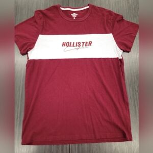 Hollister Burgundy and White Short Sleeve Tee